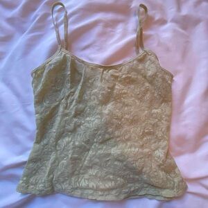 Calvin Klein Cropped Lace Camisole with Spaghetti Straps